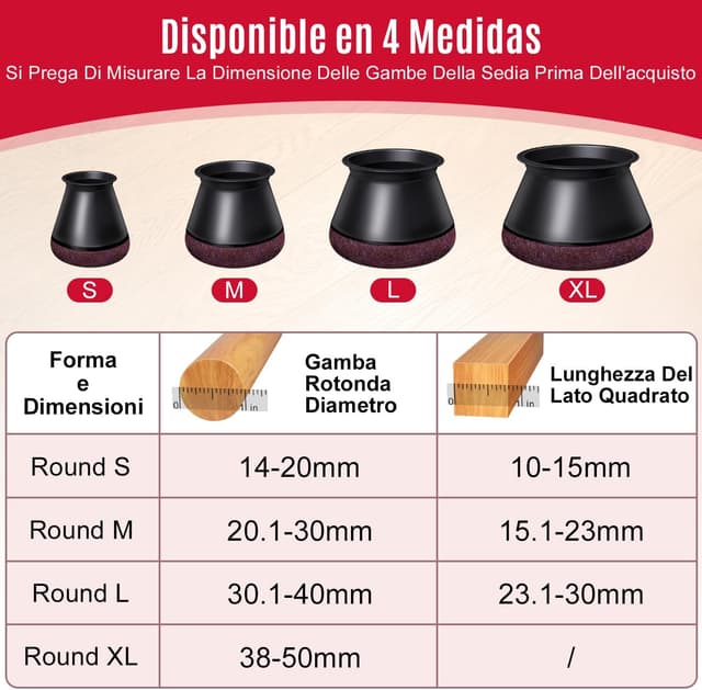 Detalle 2 de OCONDA Gommini per sedie 24 pezzi