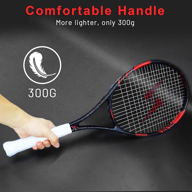 Detalle de Nalax Tennis Racket (Carbon Fibre, 300g) with Carry Bag & Grip Tape