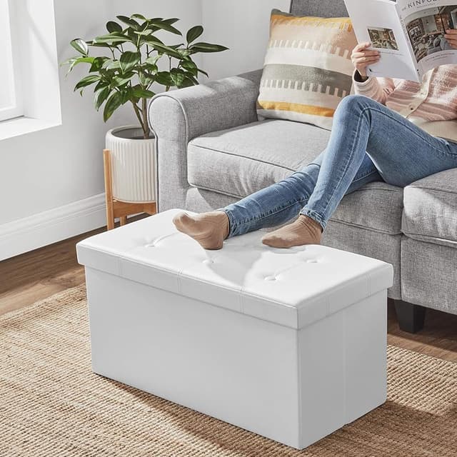 Thumbnail 6 de SONGMICS Puff Almacenaje Blanco: Banco Multifuncional y Elegante 🛋