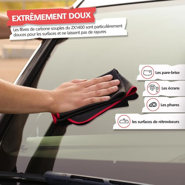 Detalle de SPRINGER ZX1400 – chiffon en fibres de carbone (lot de 2) 50 x 40 cm pour vitrages et écrans