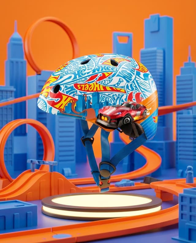Detalle 2 de DQB DeQUBE Casco Infantil Regolabile Hot Wheels (2–7 anni), ultraleggero, ventilato e conforme EN 1078