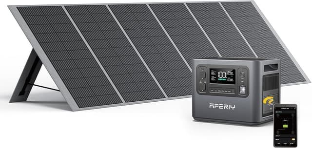 Detalle de AFERIY Générateur solaire 2400W avec batterie LiFePO4 2048Wh et panneau pliable 400W (IP65)