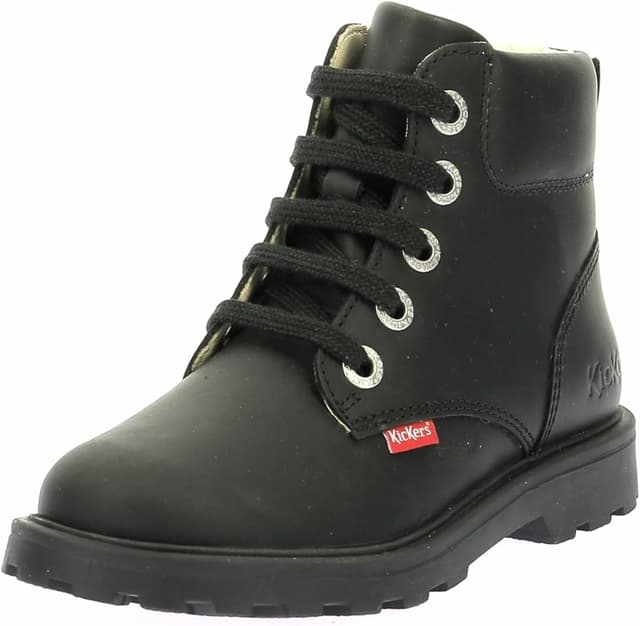 Detalle de Kickers Mixte Enfant Bluck Bottine en cuir, lacets et zip