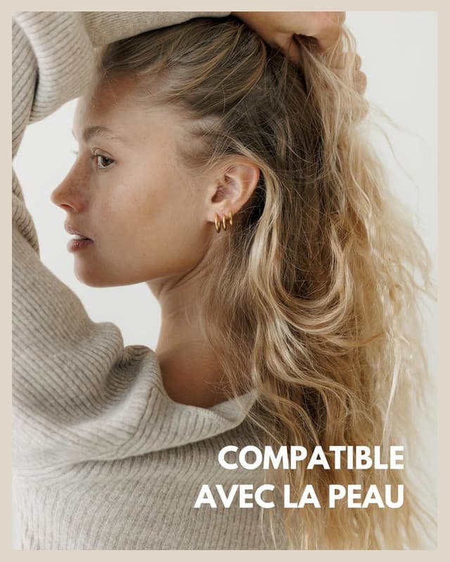 Detalle 2 de Créoles acier inoxydable 3 tailles (12‑16 mm)