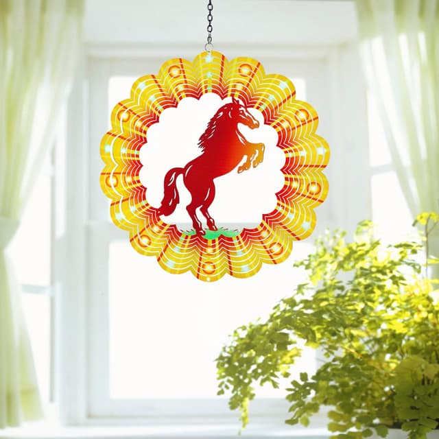 Thumbnail 6 de Horse Wind Spinners 12-inch 3D Stainless Steel Wind Spinner 🪄