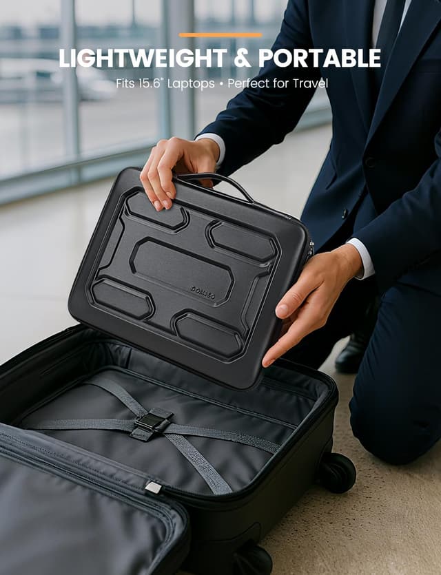 Thumbnail 6 de DOMISO 15.6-inch Laptop Sleeve with Handle — Shockproof, Water-Repellent EVA Case (Black)