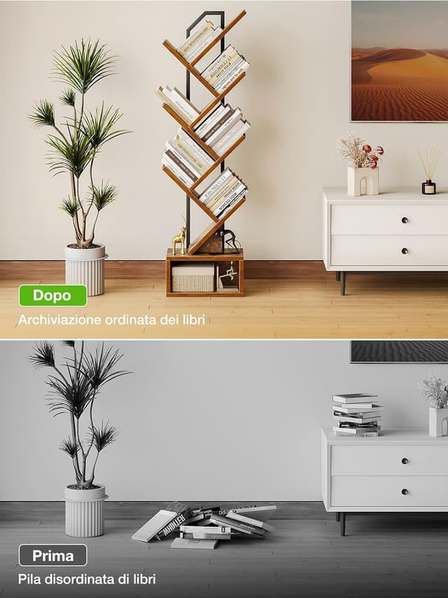 Detalle 1 de Coleshome libreria in legno a 6 ripiani