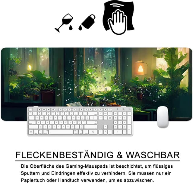 Detalle 2 de Tappetino per mouse verde XL 80 x 30 cm per gaming e scrivania