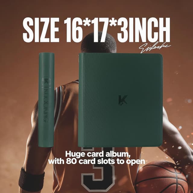 Detalle de KUOOKING 2000-Pocket Trading Card Binder (20-Pocket Album) for MTG & Standard-Size Cards, Green