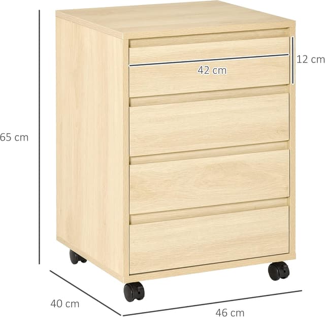 Detalle de HOMCOM caisson bureau sur roulettes 4 tiroirs
