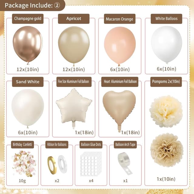 Thumbnail 3 de Beige & Brown Birthday Decorations Kit 54x108in