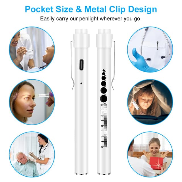 Detalle de flintronic Pupillenleuchte Medizin – USB-wiederaufladbare LED-Stiftlampe mit Pupillenmessgerät
