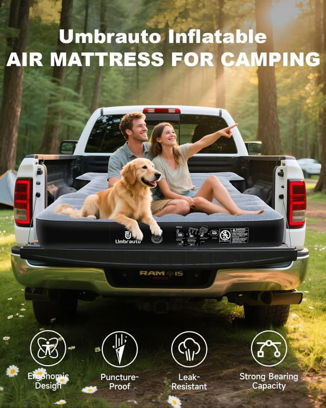 Detalle de Umbrauto Full-Size Short Truck Bed Air Mattress (5.5–5.8 ft) with Pump for Camping