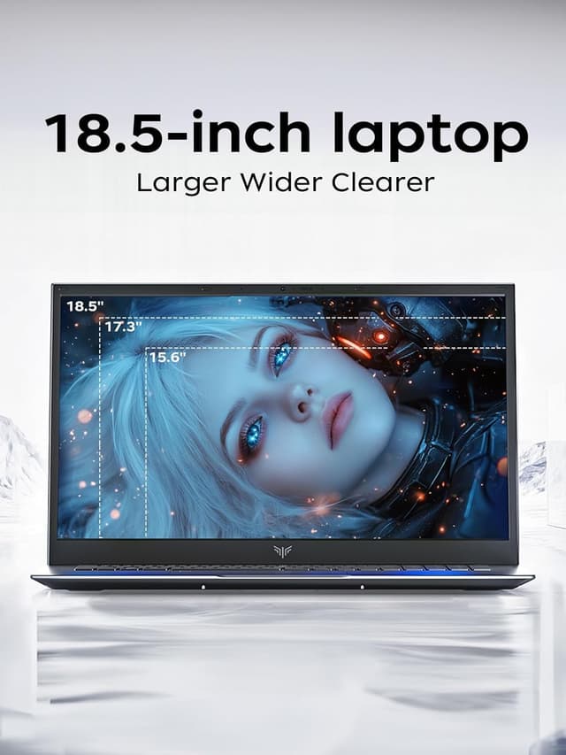 Detalle de Laptop 18.5-Inch with 8000 mAh Battery, Intel N150 Quad-Core, 16GB DDR4 RAM, 512GB SSD, Full HD IPS, Windows 11