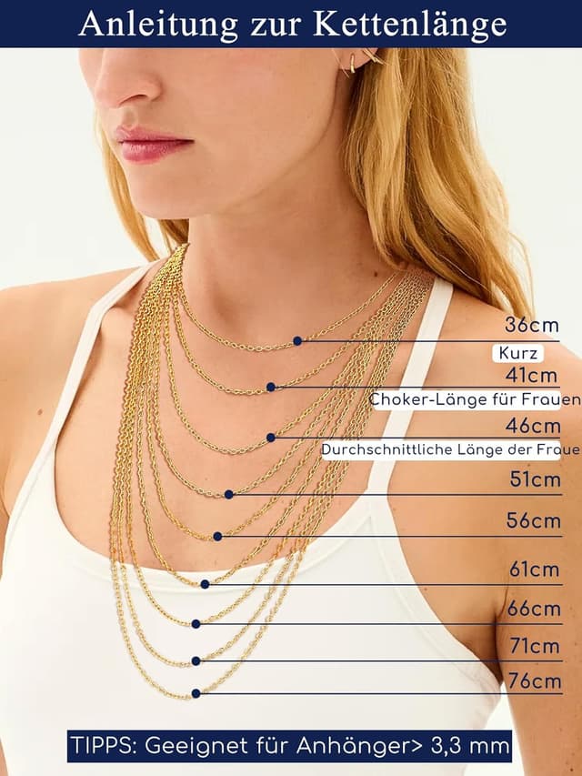 Detalle de Suplight Gliederkette Damen ohne Anhänger aus 316L-Edelstahl – Charm Choker Kette 1,4/2,5 mm, Längen 35–76 cm