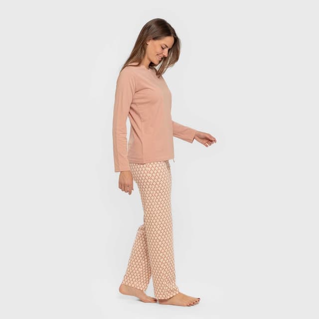 Detalle 2 de TRAMAS+ pigiama donna 100% cotone a maniche lunghe e pantalone lungo (2 pezzi)