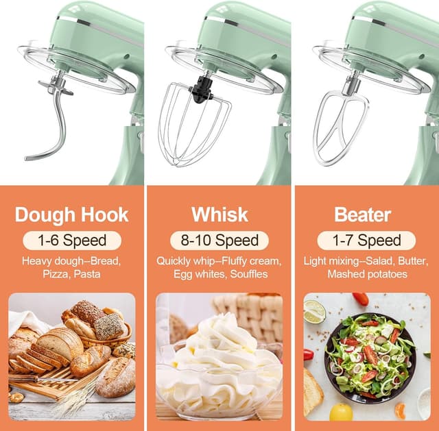 Detalle de CEBORY 3-IN-1 Stand Mixer 6.5QT, 660W Kitchen Mixer 🍰