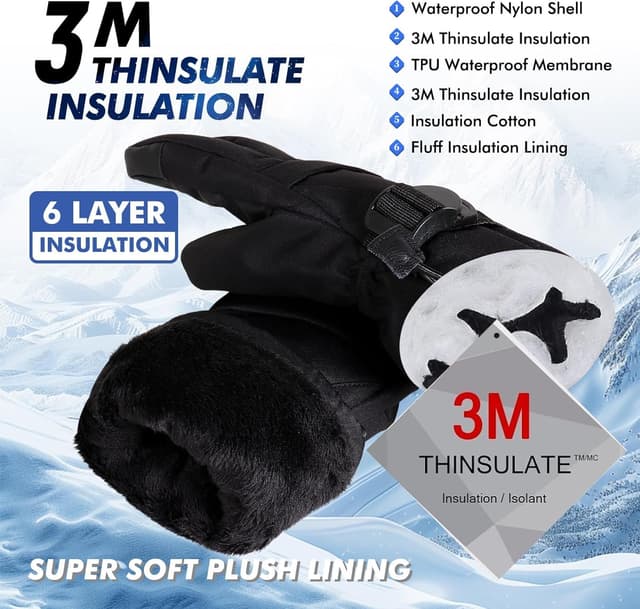 Thumbnail 1 de Pnosnesy Ski Gloves waterproof, unisex ski gloves