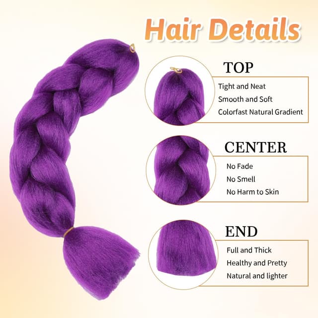 Thumbnail 2 de ShowJarlly Trenzas Africanas 24 60 cm Morado