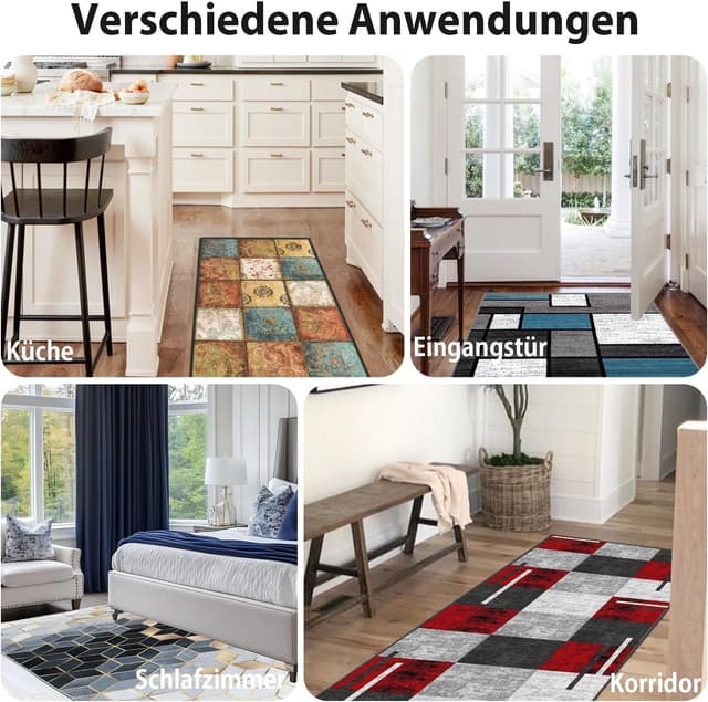 Thumbnail 6 de WTHYGB Teppichläufer für Flur & Küche (geometrische Raute), rutschfest, waschbar, 80 x 150 cm