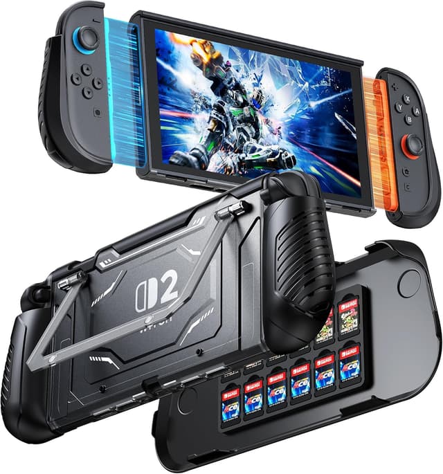 Detalle de FYOUNG Dockable Protective Case for Nintendo Switch 2 with Hard PC Front Cover and Adjustable Kickstand