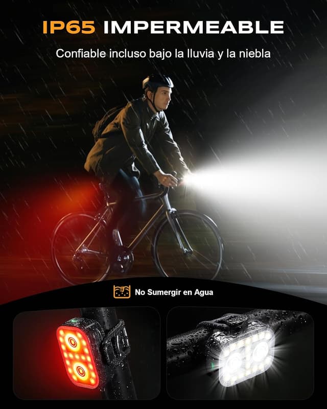 Detalle 2 de Rolgno Luz Bicicleta 27 g Delantera y Trasera