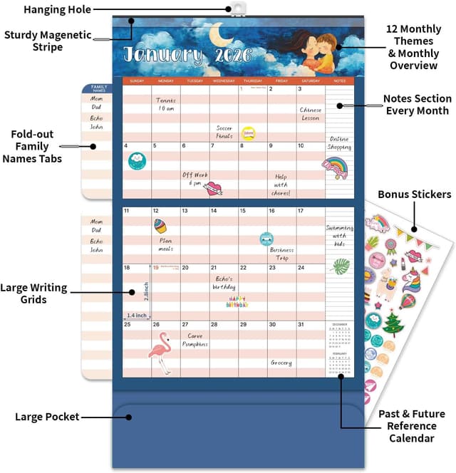 Detalle 2 de Moms Magnetic 2026 Calendar 21.5" x 11.8" ๐
