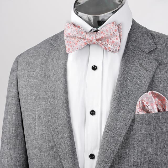 Detalle 2 de Alizeal Mens Floral Patterned Classic Self-Tie Bow Tie and Pocket Square Set