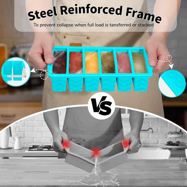 Detalle de 3-Pack Silicone Freezer Trays with Lid 500ml 🍧