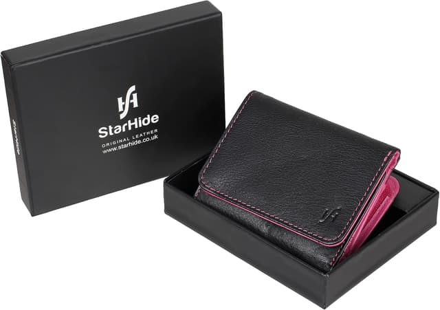 Thumbnail 6 de Leather RFID purse 5555 Black Fuchsia