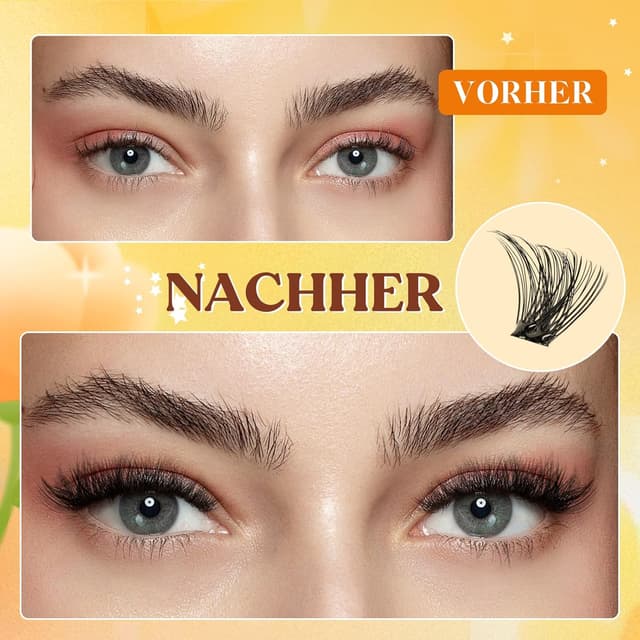 Detalle de QUEWEL selbstklebende Wimpern 60 Stk (Cluster Lashes) – wiederverwendbar, 10–16 mm