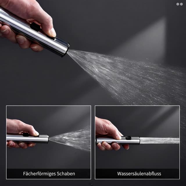 Detalle de HOMELODY Duscharmatur Komplettset mit Regendusche, Glasablage und Klaviertasten (4 Strahlarten)