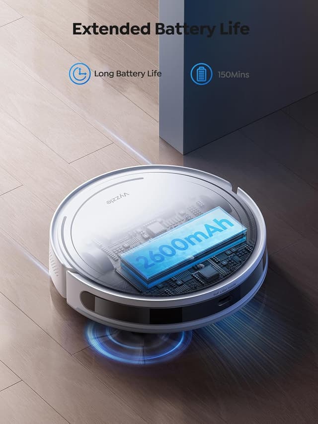 Detalle 2 de Vyzzle D10 Robot Vacuum (8000Pa) with LiDAR, Ultra-Thin 8.3cm, Mop, App/Alexa Control