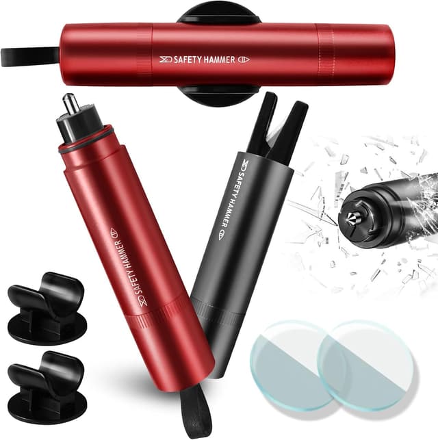 Detalle de PUWOWYE 2-in-1 Notfallhammer Gurtschneider 🛠