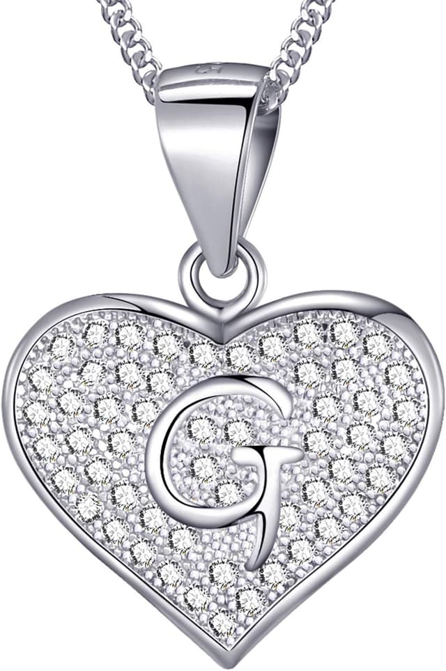Detalle de MASADA collana in argento 925 con iniziale e zirconi, cuore/lettera con catenina da 46 cm