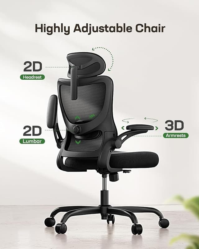 Detalle 1 de Marsail Silla de oficina ergonómica con soporte lumbar ajustable