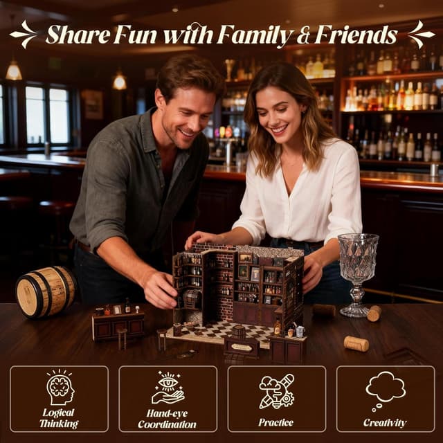 Thumbnail 6 de Teoryieer Wooden Booknook DIY 3D con luci LED e coperchio antipolvere – Piccola Taverna