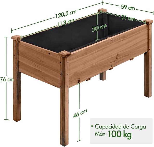 Thumbnail 2 de Yaheetech Huerto Urbano Macetero Rectangular 121x60x76 cm