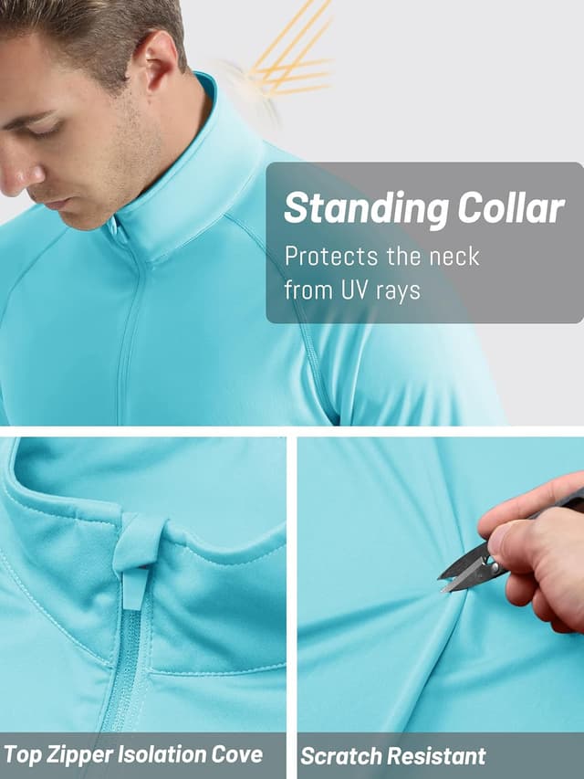 Detalle de TACVASEN Men’s Long Sleeve Athletic 1/4 Zip Rash Guard Top with UPF 50+ Sun Protection