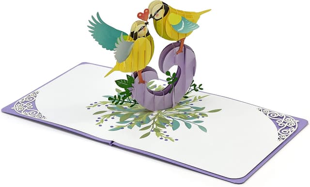 Detalle de CUT POPUP.COM CUTPOPUP Finkenpaar 3D-Jahrestagskarte „Liebe“ – Popup-Karte für Hochzeitstag & Geburtstag