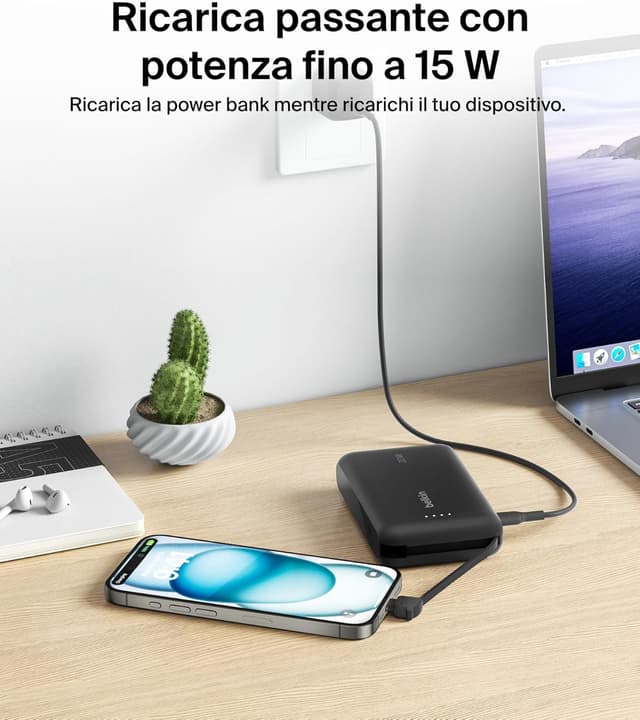 Thumbnail 6 de Belkin BoostCharge power bank 10.000 mAh con cavo integrato e ricarica USB-C PD fino a 20 W