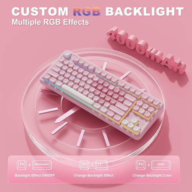 Thumbnail 6 de YUNZII B87 drahtlose mechanische Tastatur (QMK/VIA, Gasket, RGB, BT5.0/2.4G/USB-C) mit Handballenauflage