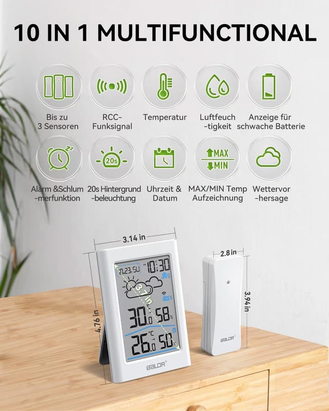 Detalle 2 de Wetterstation Funk mit Außensensor, DCF