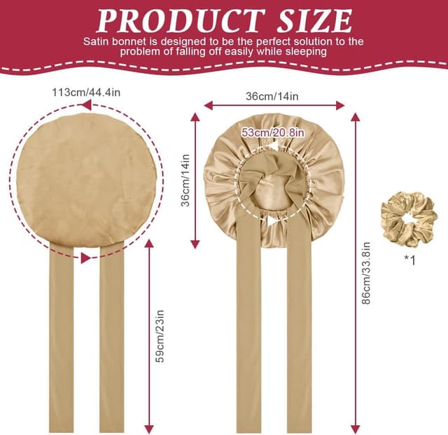 Detalle de ACWOO Bonnet de nuit en satin ajustable pour cheveux