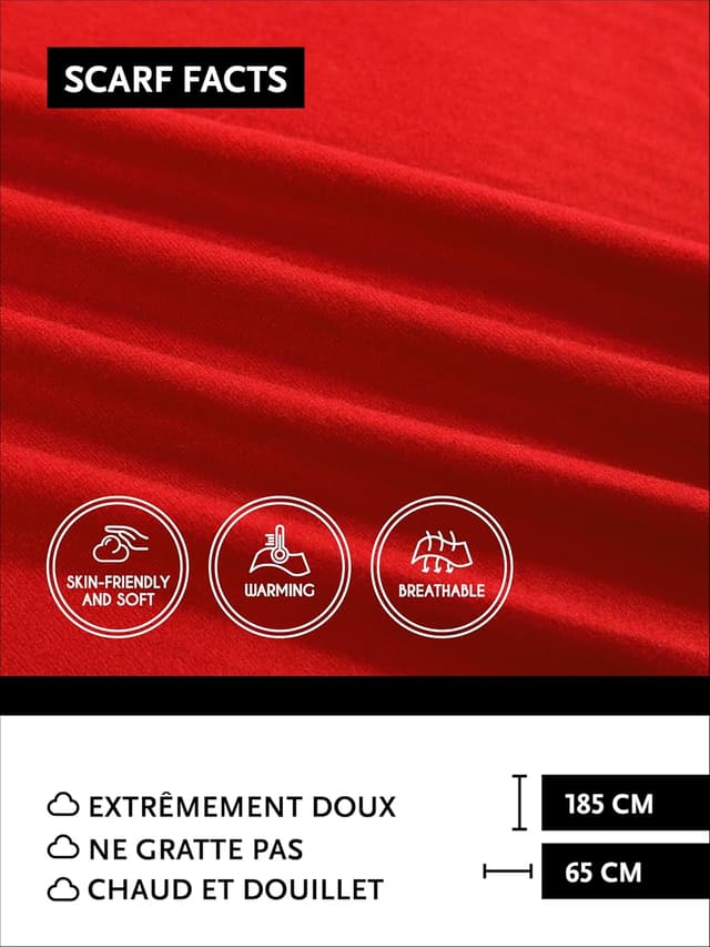 Detalle 2 de Écharpe DonDon hiver douce 185 x 65 cm