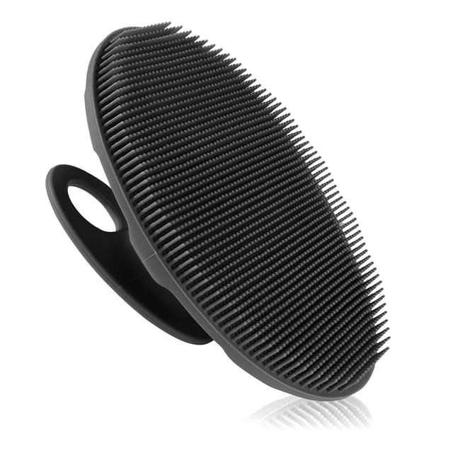 Detalle de INNERNEED Weicher Körperschrubber aus Silikon (schwarz) – Handbürste für sanftes Peeling & Massage in der Dusche