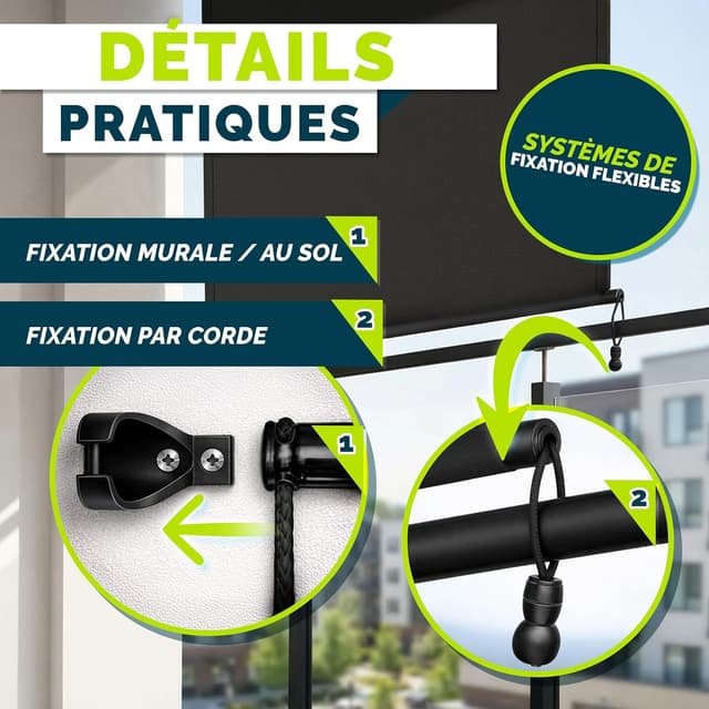 Detalle de tillvex® Store vertical pour extérieur et intérieur 200 x 250 cm avec housse de protection