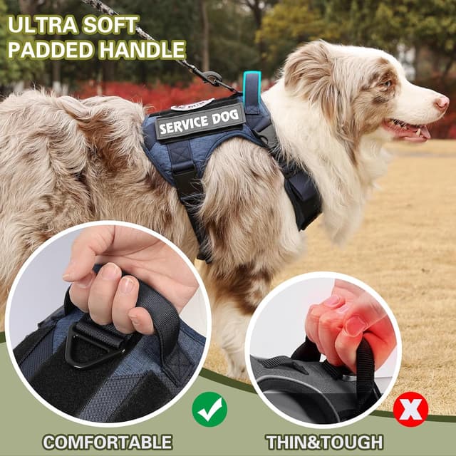 Detalle de Belababy Tactical Anti Pull Dog Harness (Denim Blue) with Handle, Adjustable Front Clip – Size L