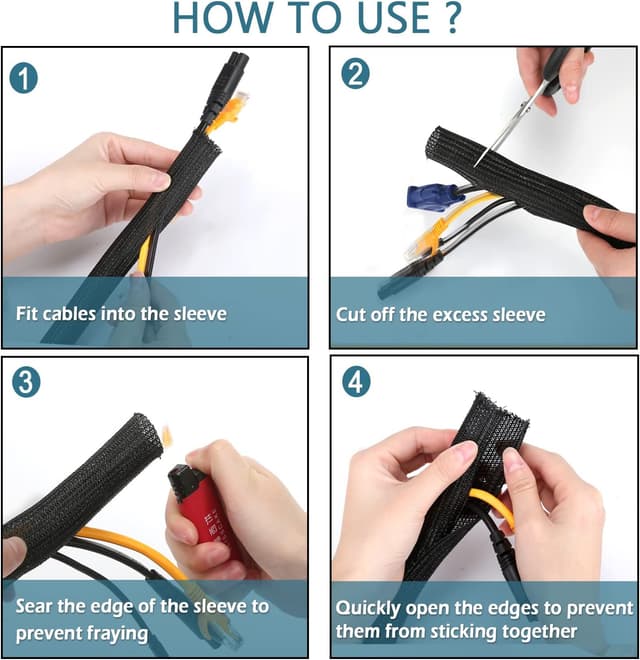 Detalle 2 de Hocerlu flexibler Kabelkanal 16 mm, 6 m – selbstschließend, zuschneidbar für TV, PC & Heimkino (schwarz)