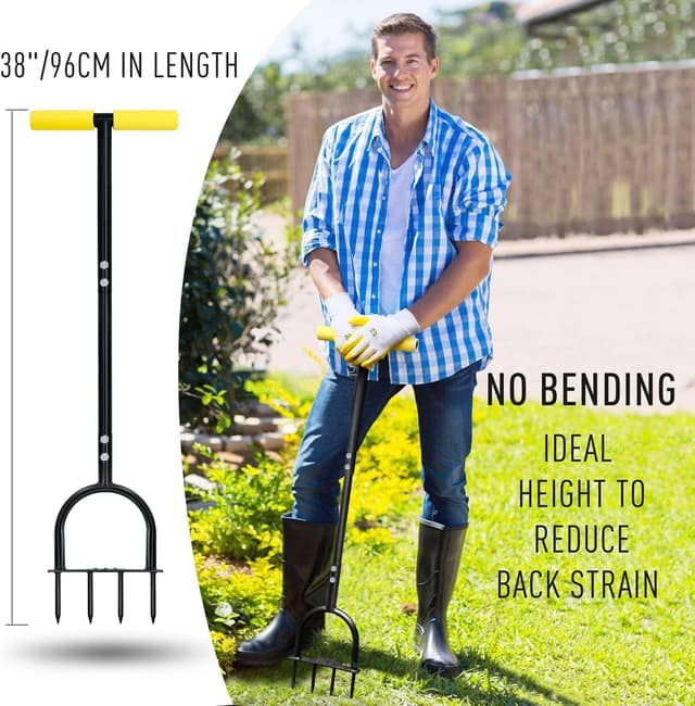 Detalle de Colwelt Lawn Spike Aerator – manual grass spike lawn aeration tool with four 9cm solid steel spikes, 96cm